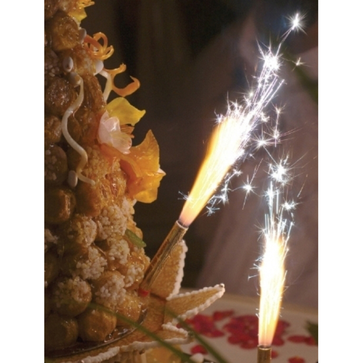 4 bougies d'ambiance  fontaine d'artifice pour gâteau d'anniversaire,  durée 60 secondes, Sans Parfum