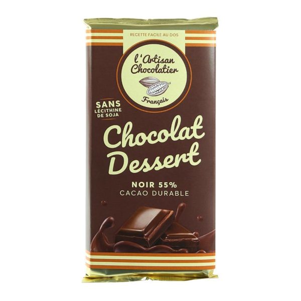 Tablette de Chocolat Noir Dessert 55% L'Artisan Chocolatier Le Comptoir de la Patisserie