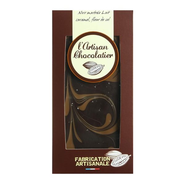 Tablette de chocolat Noir Marbrée Lait Caramel Fleur de Sel L'Artisan Chocolatier Le Comptoir de la Patisserie